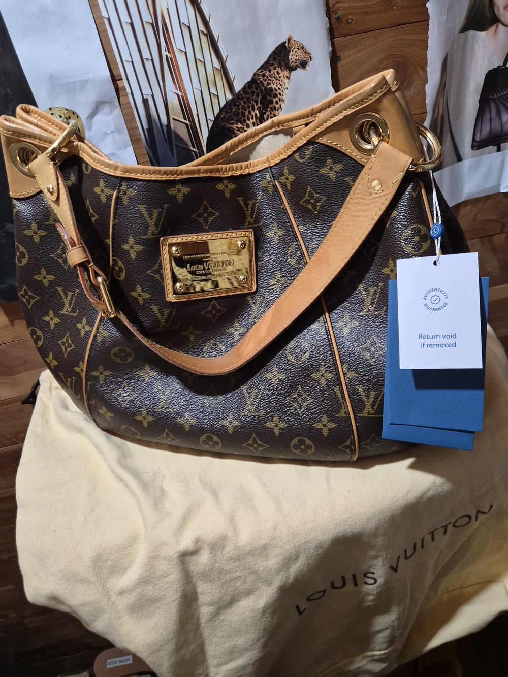 Louis Vuitton Brown Monogram Canvas Shoulder Bag with Tan Trim